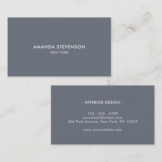 青エレガントと白のプロフェッショナル 名刺 (正面/裏面)