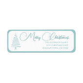 青エレガントと白のメリークリスマスツリー ラベル (正面)