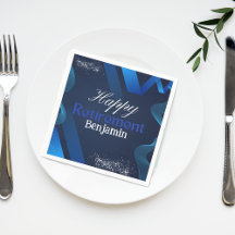 青エレガントと白のモダン幸せな退職