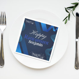 青エレガントと白のモダン幸せな退職 スタンダードカクテルナプキン