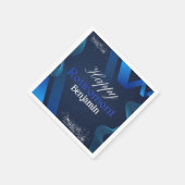 青エレガントと白のモダン幸せな退職 スタンダードカクテルナプキン (角)