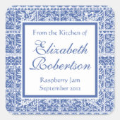 青エレガントと白のレースフランスの スクエアシール (正面)