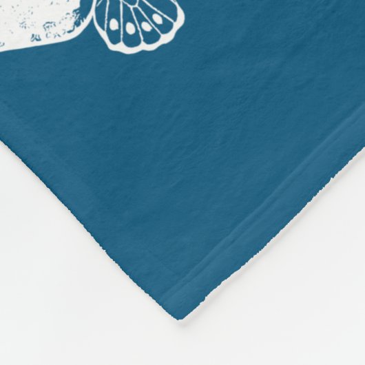 青エレガントと白のヴィンテージの蛾のパターン フリースブランケット (角)