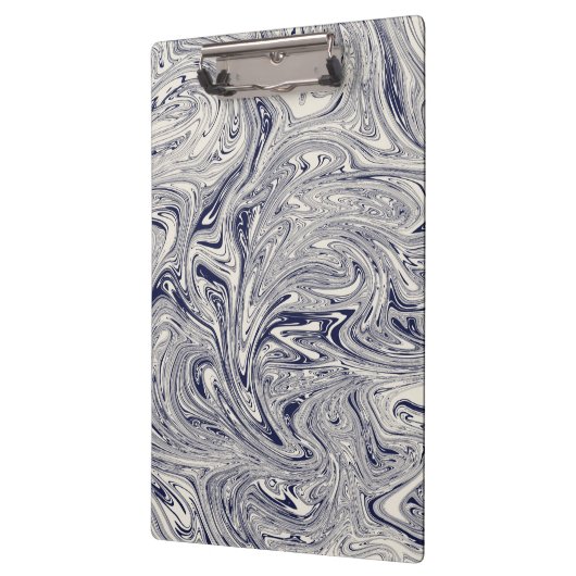 青エレガントと白の大理石の渦巻き クリップボード (左)