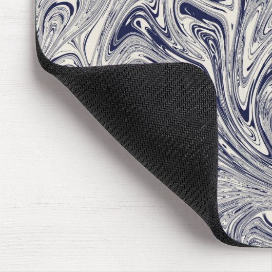 青エレガントと白の大理石の渦巻き マウスパッド (コーナー)