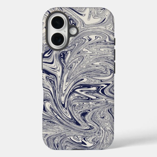 青エレガントと白の大理石の渦巻き Case-Mate iPhoneケース (裏面)