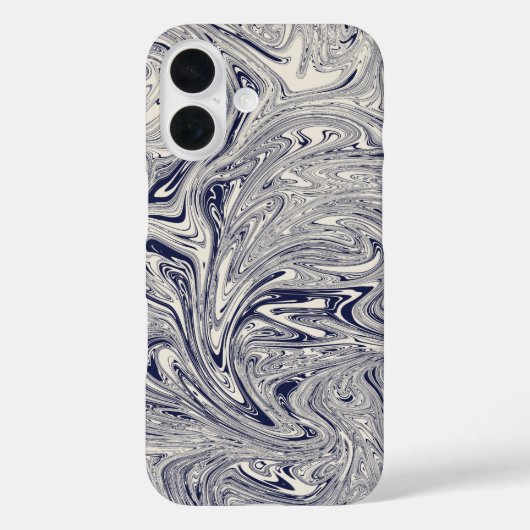青エレガントと白の大理石の渦巻き Case-Mate iPhoneケース (裏面)
