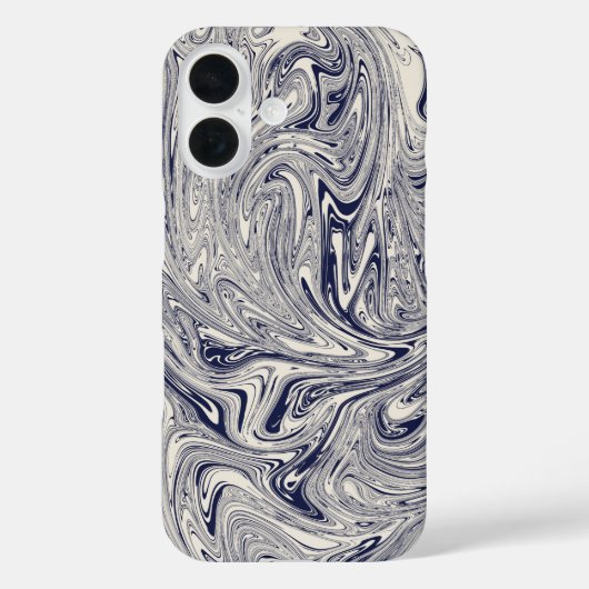 青エレガントと白の大理石の渦巻き Case-Mate iPhoneケース (裏面)