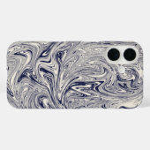 青エレガントと白の大理石の渦巻き Case-Mate iPhoneケース (裏面 (横))
