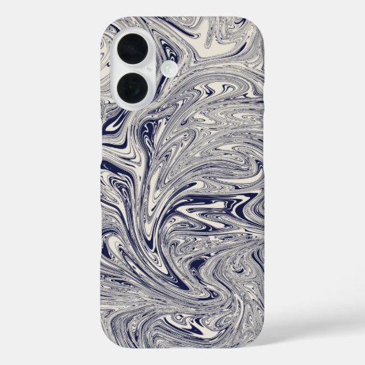 青エレガントと白の大理石の渦巻き Case-Mate iPhoneケース (裏面)