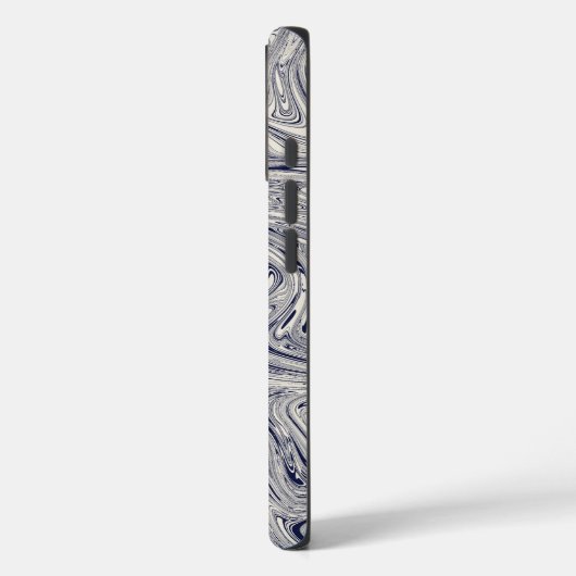 青エレガントと白の大理石の渦巻き Case-Mate iPhoneケース (裏面 / 左)