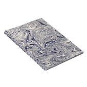 青エレガントと白の大理石の渦 ノートブック (右側)