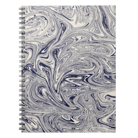 青エレガントと白の大理石の渦 ノートブック (正面)