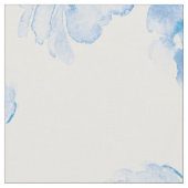 青エレガントと白の水彩花柄 ファブリック (クローズアップ)