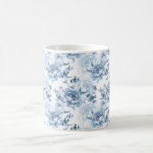 青エレガントと白の牡丹 コーヒーマグカップ (中央)