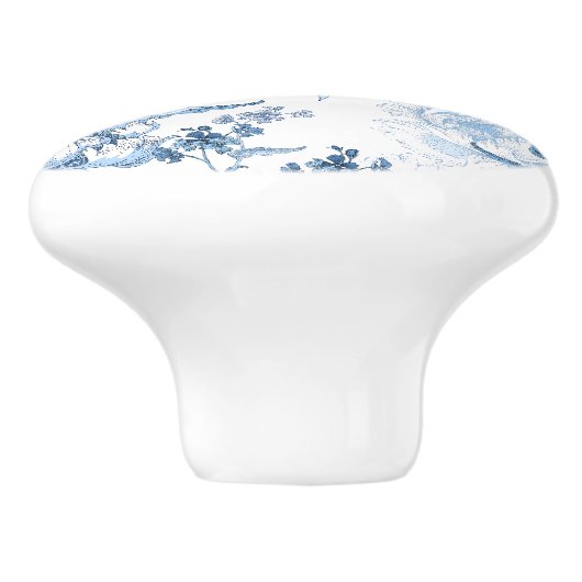 青エレガントと白の牡丹 セラミックノブ (側面)