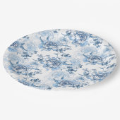 青エレガントと白の牡丹 ペーパープレート (アングル)