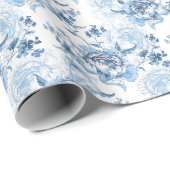 青エレガントと白の牡丹 ラッピングペーパー (ロールコーナー)