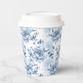 青エレガントと白の牡丹 紙コップ (左)