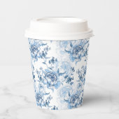 青エレガントと白の牡丹 紙コップ (正面)