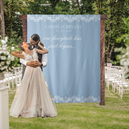 青エレガントと白の結婚背景 タペストリー