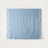 青エレガントと白の結婚背景 タペストリー (正面(横))