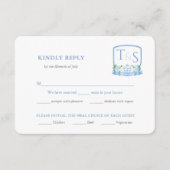 青エレガントと白の結婚食事の選択 エンクロージャーカード (正面)