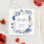 青エレガントと白の花の赤ちゃんシャワー スタンダードランチョンナプキン (インサイチュ)