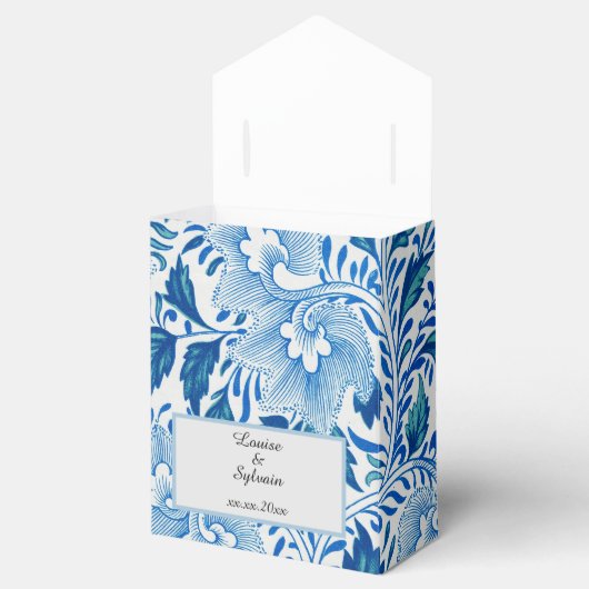 青エレガントと白の花柄 フェイバーボックス (オープン)