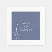 青エレガントと白結婚の スタンダードカクテルナプキン (正面)