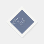 青エレガントと白結婚の スタンダードカクテルナプキン (角)