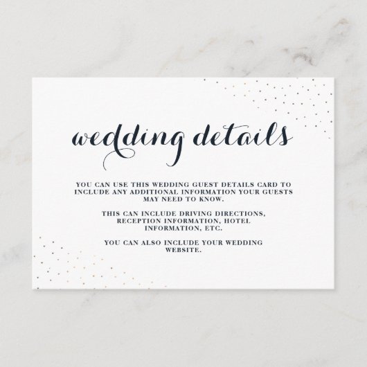 青エレガントと白(ドット付き結婚詳細) エンクロージャーカード (正面)