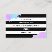 青エレガントと紫のシザースヘアスタイリスト 名刺 (裏面)