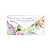 青エレガントと紫の水色の花 | 結婚s ラベル (正面)