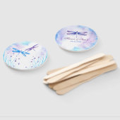 青エレガントと紫の水色トンボ ハンドファン (組立なし)