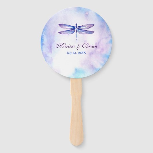 青エレガントと紫の水色トンボ ハンドファン (裏面)