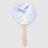 青エレガントと紫の水色トンボ ハンドファン (正面)