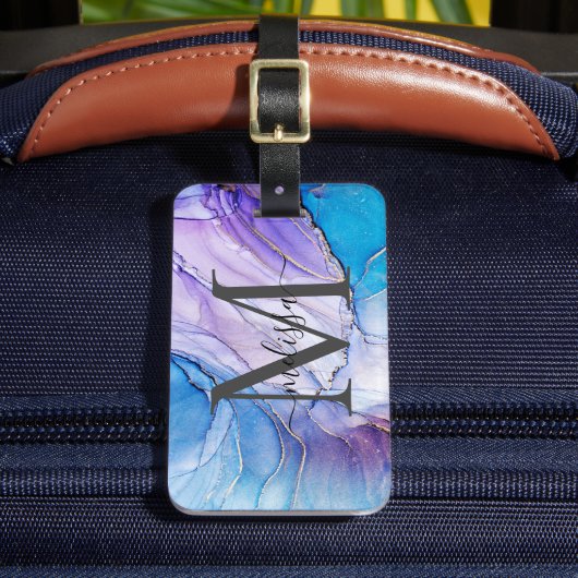 青エレガントと紫の霜色一斑 ラゲッジタグ (正面インサイチュ2)