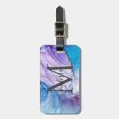 青エレガントと紫の霜色一斑 ラゲッジタグ (正面縦)