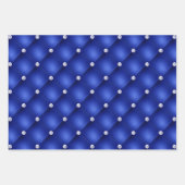 青エレガントと緑のダイヤモンドタフテッドパターン ラッピングペーパーシート (正面3)