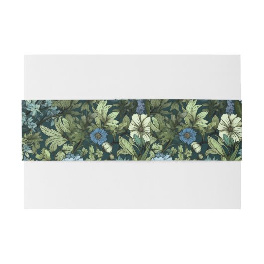 青エレガントと緑の野ビクトリアン花模様 招待状ベリーバンド (裏面例)