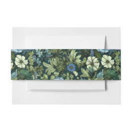 青エレガントと緑の野ビクトリアン花模様 招待状ベリーバンド