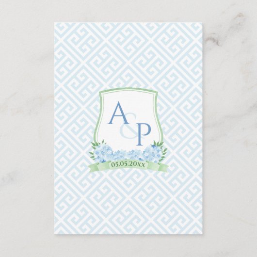 青エレガントと緑のQRコードの結婚詳細 エンクロージャーカード (裏面)