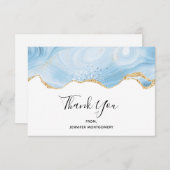 青エレガントと金ゴールドが再び縁ど感謝 サンキューカード (正面/裏面)