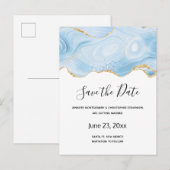 青エレガントと金ゴールドが再縁ど生日を保存 インビテーションポストカード (正面/裏面)