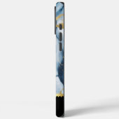 青エレガントと金ゴールドのアクセントを持つ大理石デザイン Case-Mate iPhoneケース (裏面 / 左)