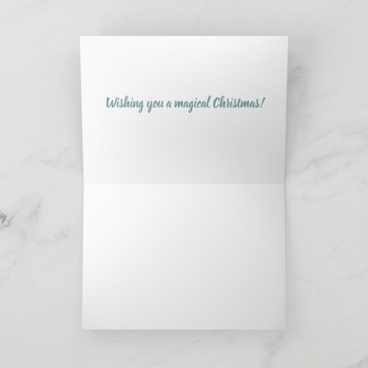 青エレガントと金ゴールドのクリスマスオーナメント カード (内部)