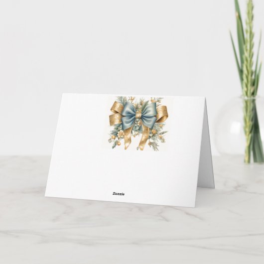 青エレガントと金ゴールドのクリスマスカード カード (裏面)