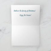 青エレガントと金ゴールドのクリスマスカード カード (内部)