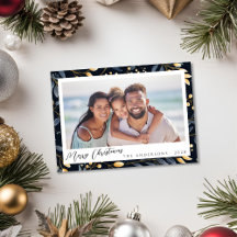 青エレガントと金ゴールドのクリスマス離れ写真